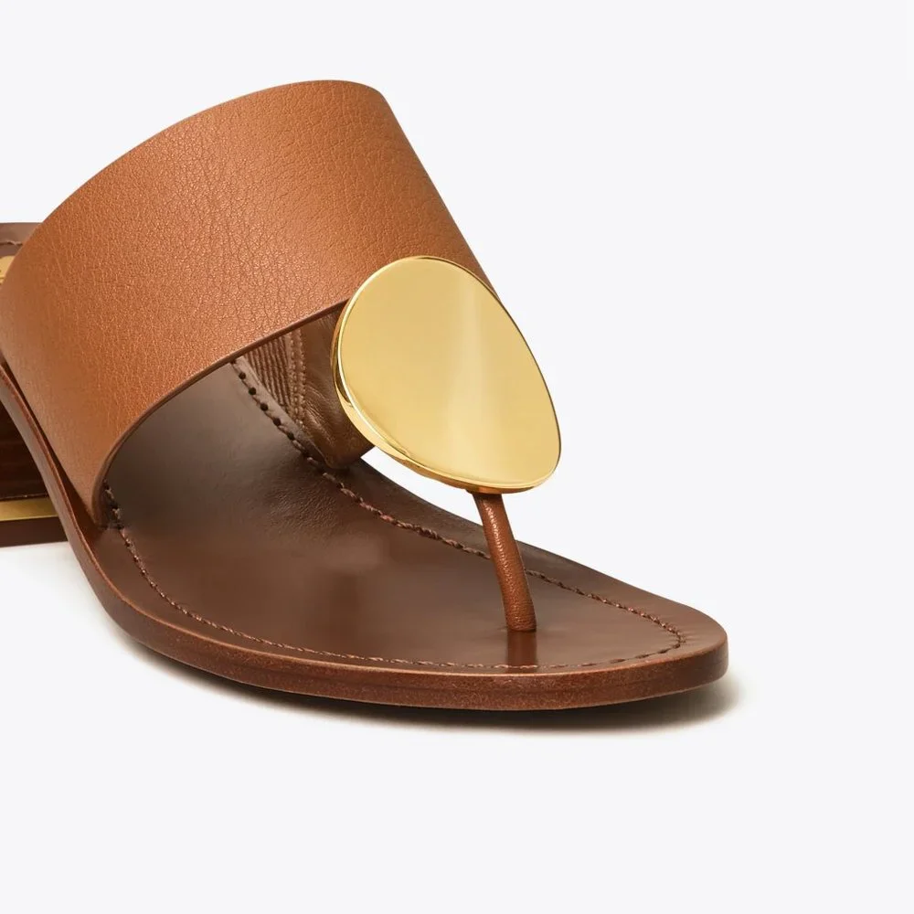 Tory Burch PATOS DISK 45MM SANDAL Mou Brown Gold STUNNING AND COMFORTABLE! - Picture 6 of 10